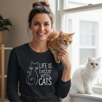 Load image into Gallery viewer, Life Is Better With Cats Long Sleeve T-Shirt
