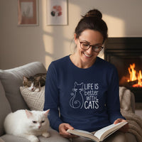 Load image into Gallery viewer, Life Is Better With Cats Long Sleeve T-Shirt

