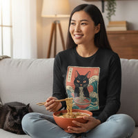 Load image into Gallery viewer, Ramen Noodles Retro Cat Long Sleeve T-Shirt
