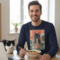 Load image into Gallery viewer, Ramen Noodles Retro Cat Long Sleeve T-Shirt
