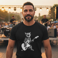 Load image into Gallery viewer, Rockstar Cat Playing Guitar T Shirt
